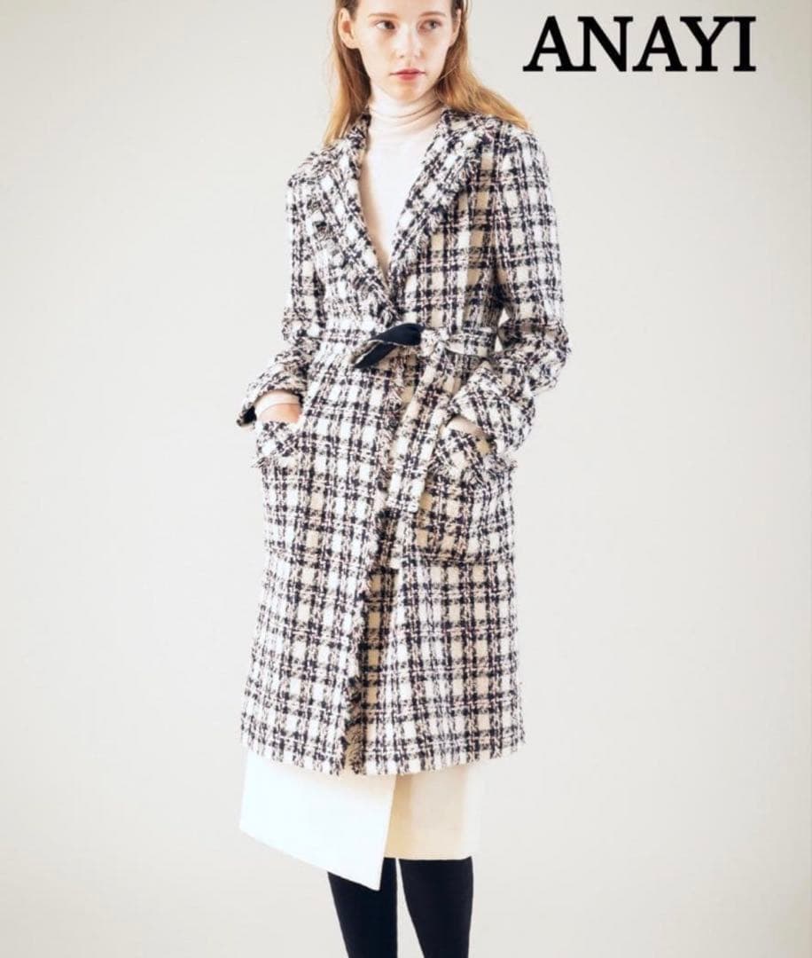美品　ANAYI アナイ　ツイード　ベルト付き　コート　新タグ
