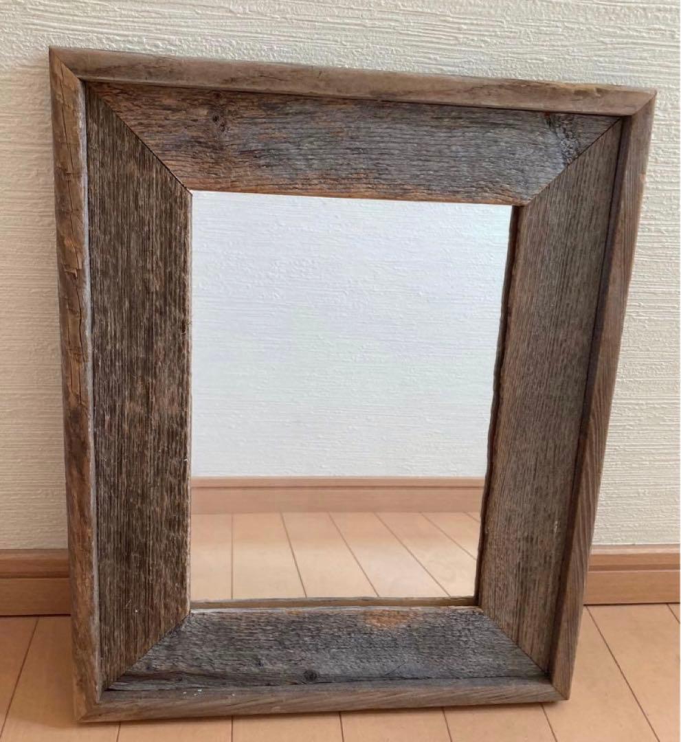 GALLUP 鏡 ミラー 額装 木製 古材 アンティーク ビンテージ