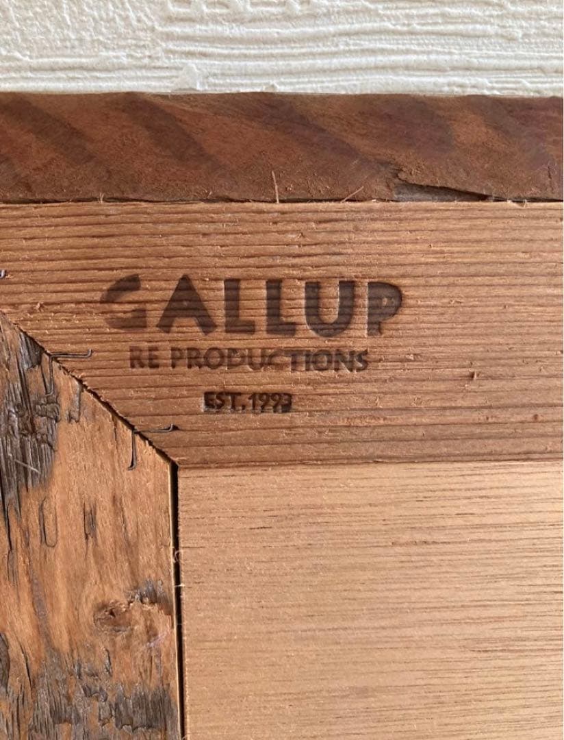 GALLUP 鏡 ミラー 額装 木製 古材 アンティーク ビンテージ