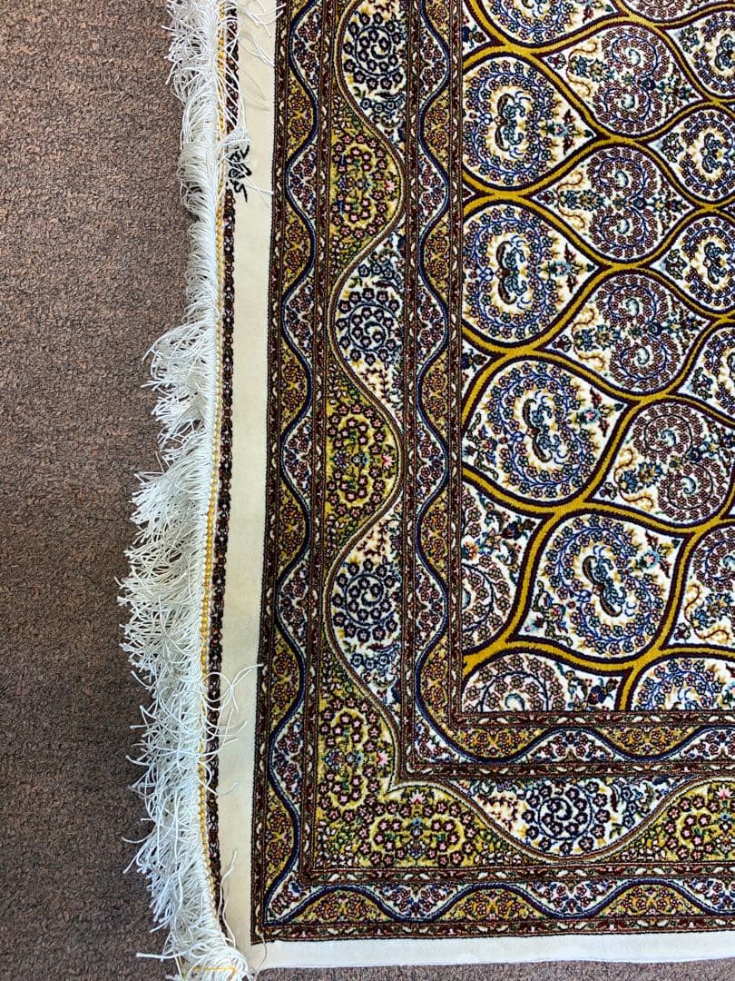 ペルシャ絨毯、イラン、クムシルク絨毯/サイズ: 100x150cm..ir5m。