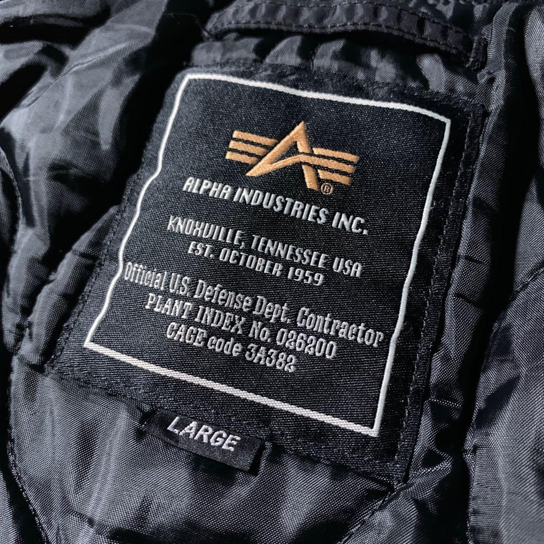 ALPHA 中綿 フライトジャケット ボンバージャケット MA-1 ブラック L