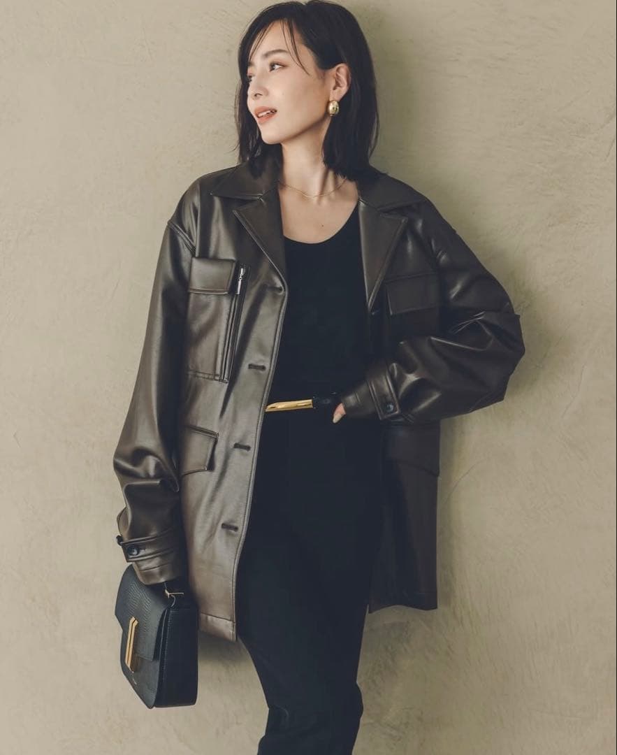 み⭐︎ anuans ヴィーガンレザーオーバージャケット