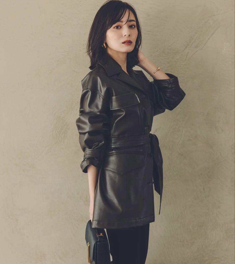 み⭐︎ anuans ヴィーガンレザーオーバージャケット