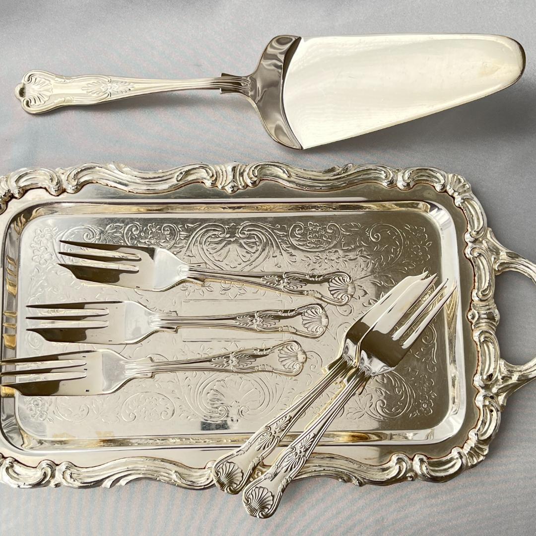 【英国】 キングスパターン ケーキフォーク 5本 ケーキサーバー 1本