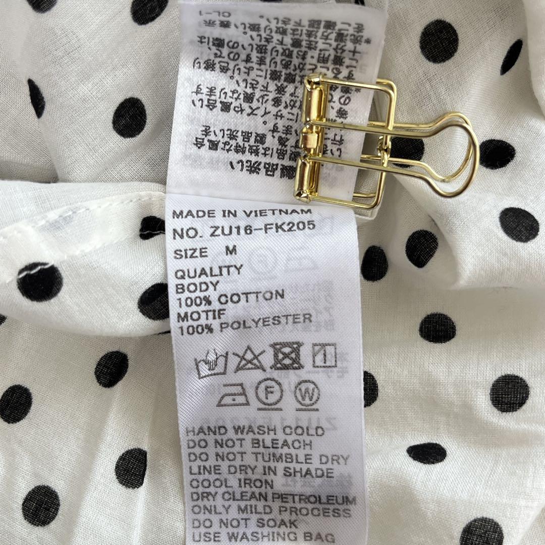 ズッカ　ZUCCA 【M】水玉模様 フリル付きシャツ カジュアル　透け感　シアー