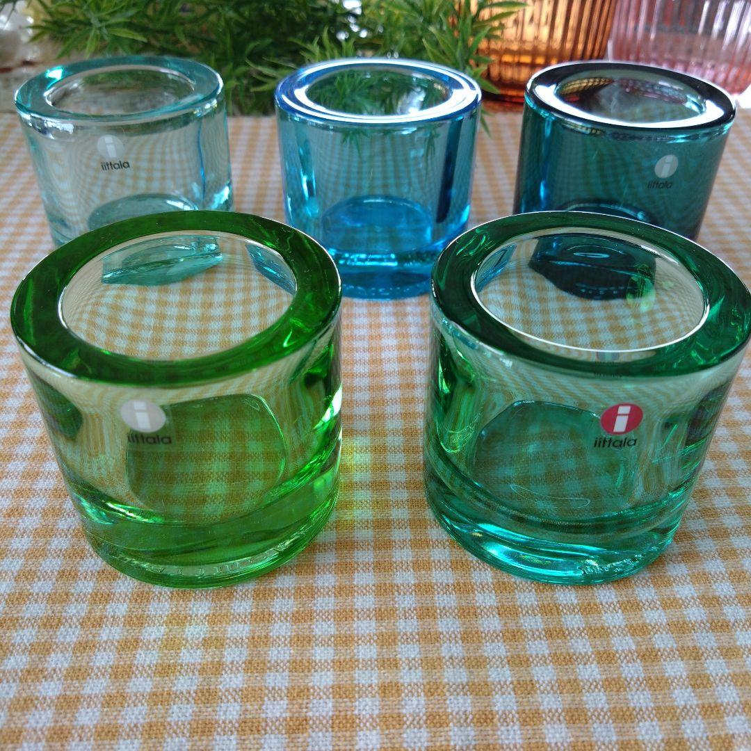  kivi キャンドルホルダー グリーン系ブルー系 5個セット