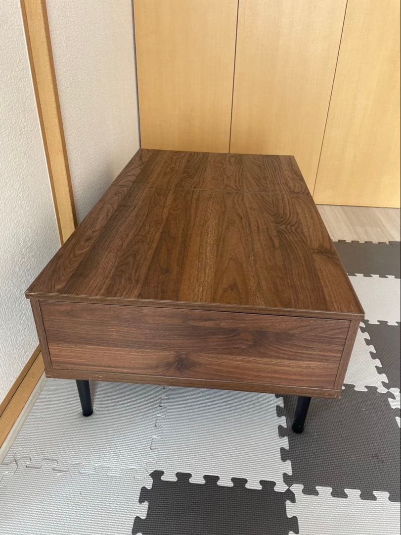 ジ*ナ様 美品　ニトリ　昇降リビングテーブル　収納引き出し付き　ローテーブル　北