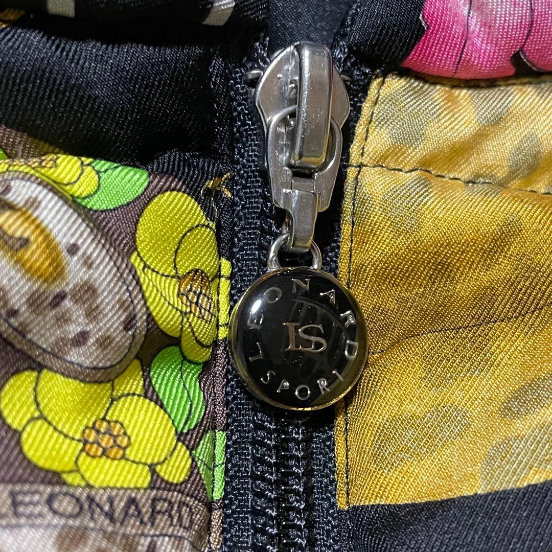 希少　レオナールスポーツ　LEONARD （M） ダウンベスト　花柄　シルク　黒