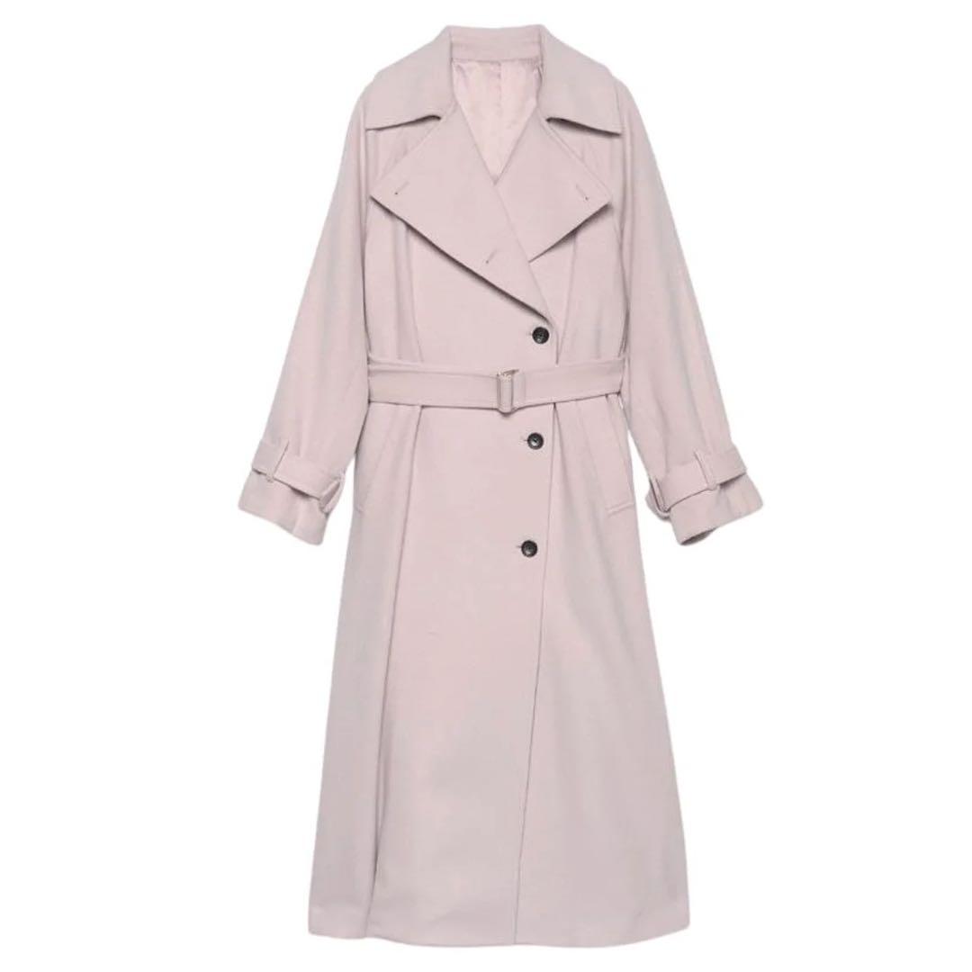 新品未使用タグ付 anuans ウールトレンチコート ピンク