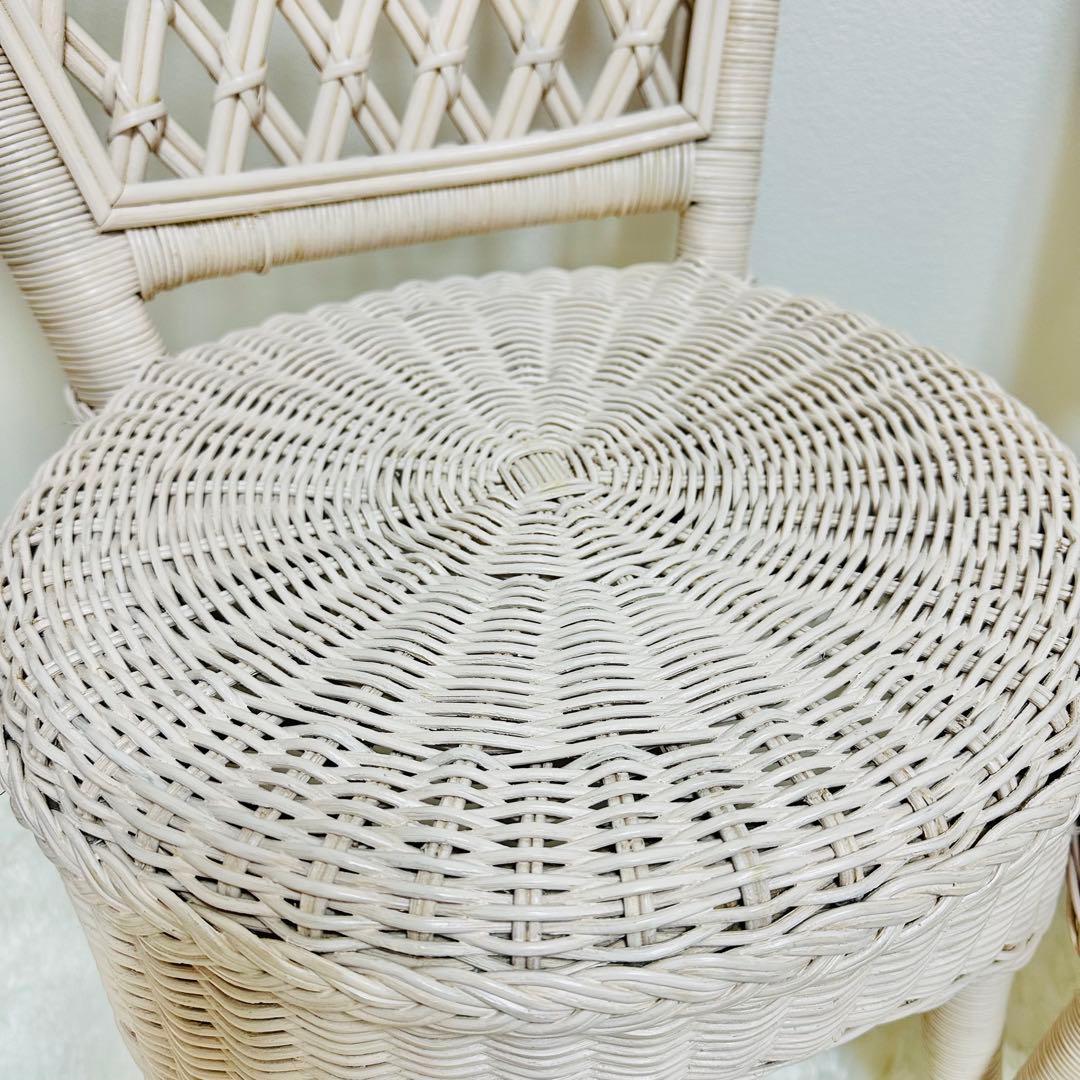 ラタン 籐 ホワイトラタン アンティーク 椅子 チェア 2脚セット