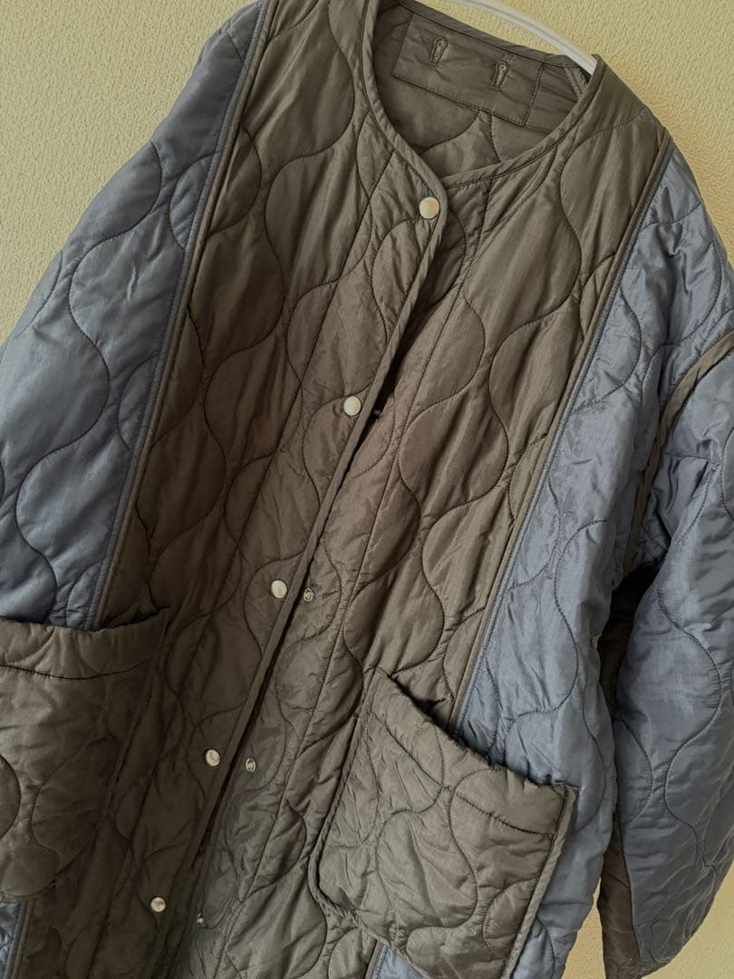 yuwリバーシブルバイカラーキルティングコート