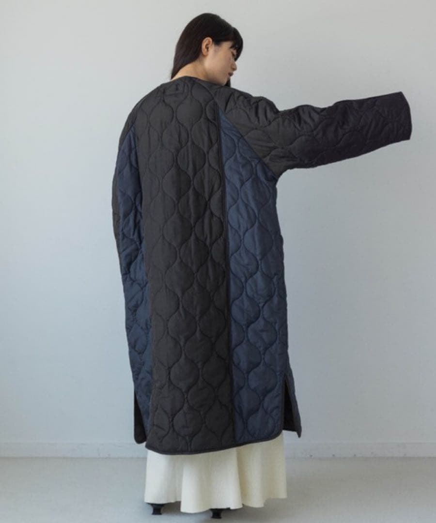 yuwリバーシブルバイカラーキルティングコート