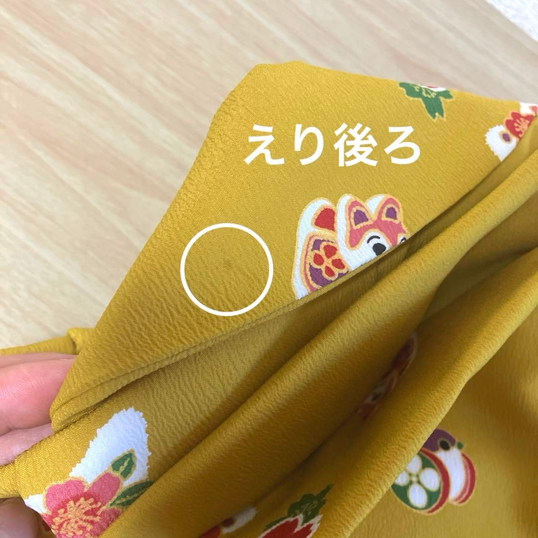 専用　　　七五三 レトロ　3歳　着物　カラシ色　５点セット　狛犬　兎　雀　日本製