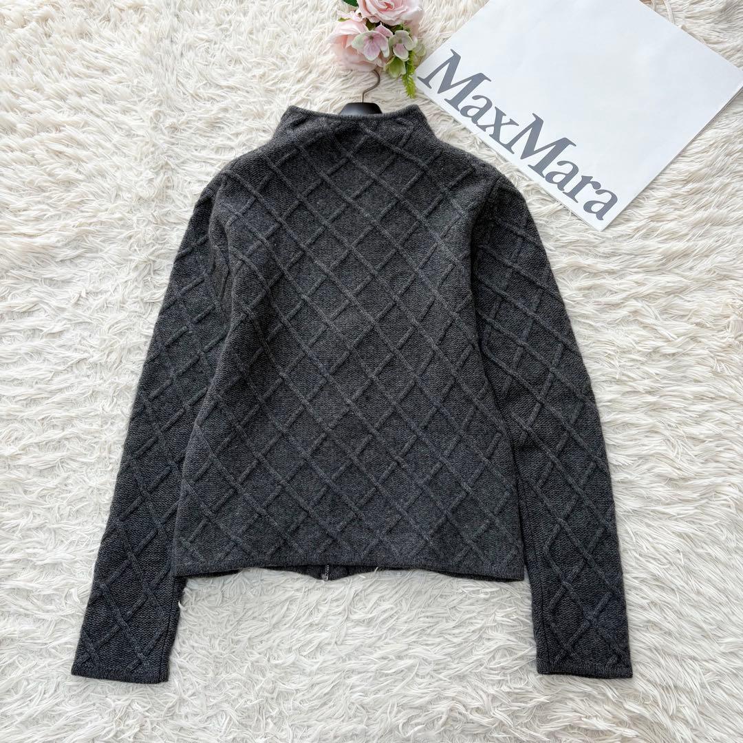 エスマックスマーラ　高級カシミヤウールジップアップカーディガン　グレー　L