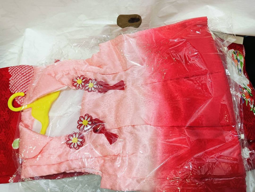 タイムセール　銀座　高級　七五三セット　赤 　絹着物　小物