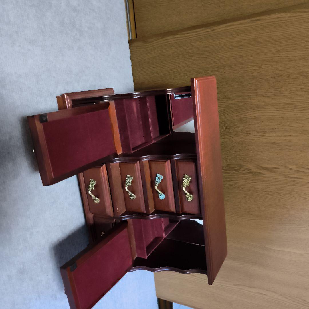 木製 薔薇柄 ジュエリーボックス