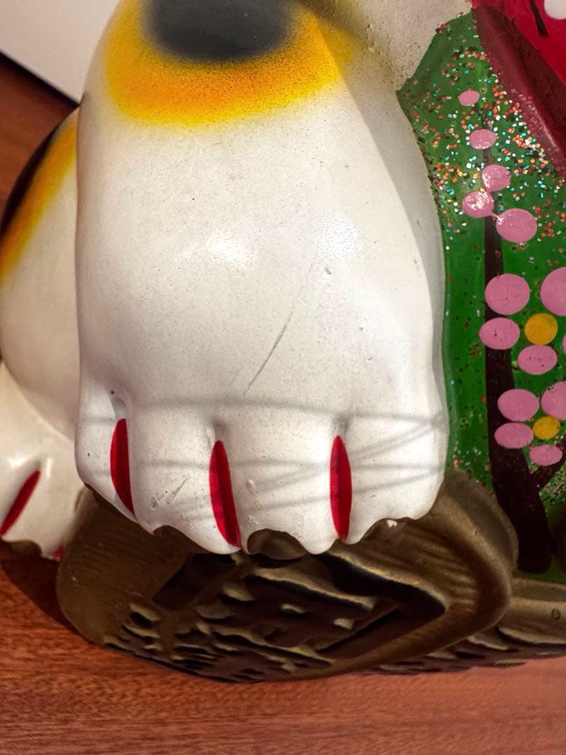 【特大 】招き猫 左手上げ 三毛猫 貯金箱 約43cm レトロ 昭和レトロ