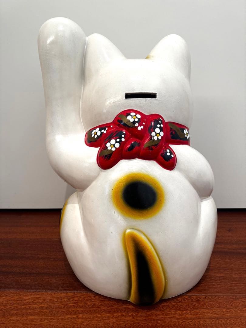 【特大 】招き猫 左手上げ 三毛猫 貯金箱 約43cm レトロ 昭和レトロ