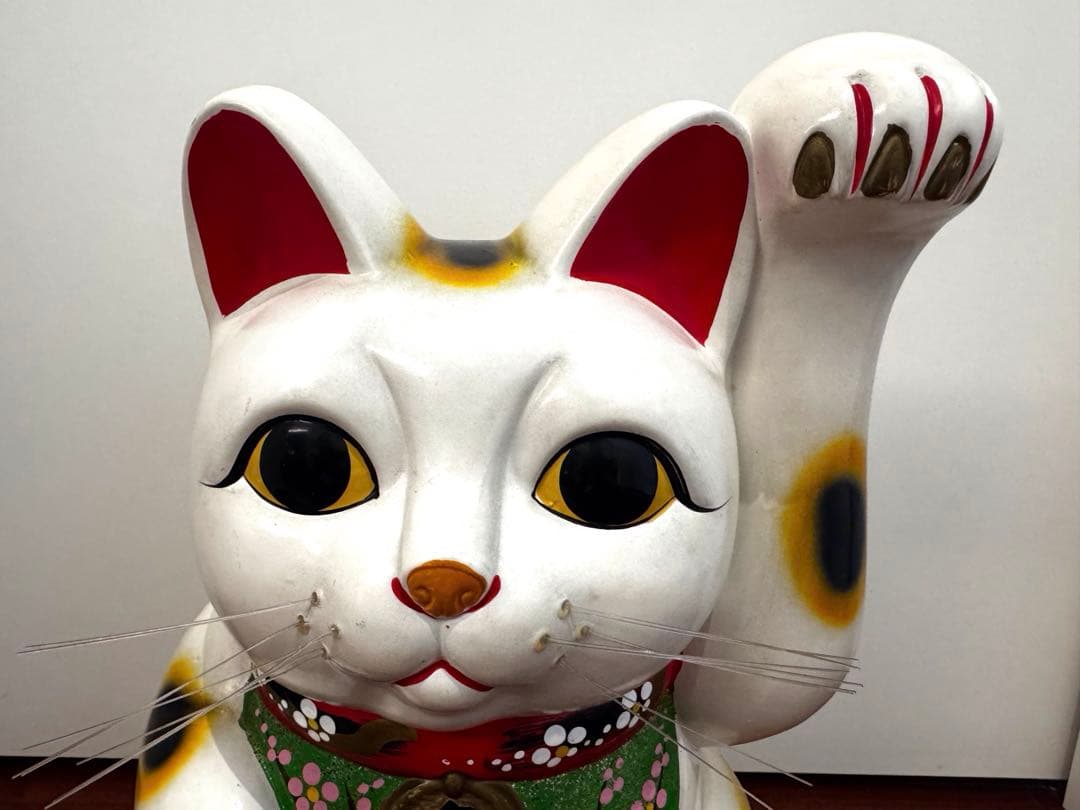 【特大 】招き猫 左手上げ 三毛猫 貯金箱 約43cm レトロ 昭和レトロ