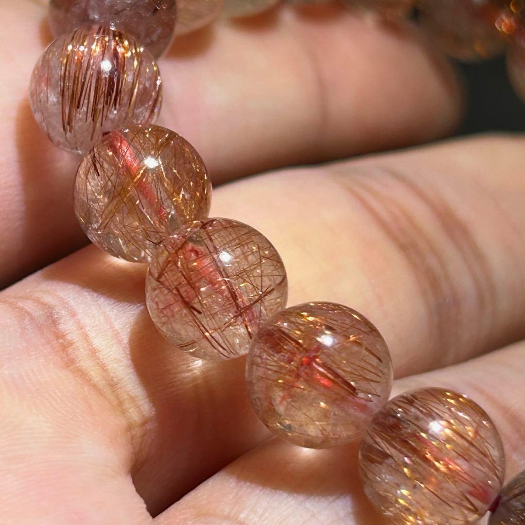 ☆こーりん様！レッド　ゴールド　ルチル ブレス　財福大黒宝珠⑩！良縁引き寄せ