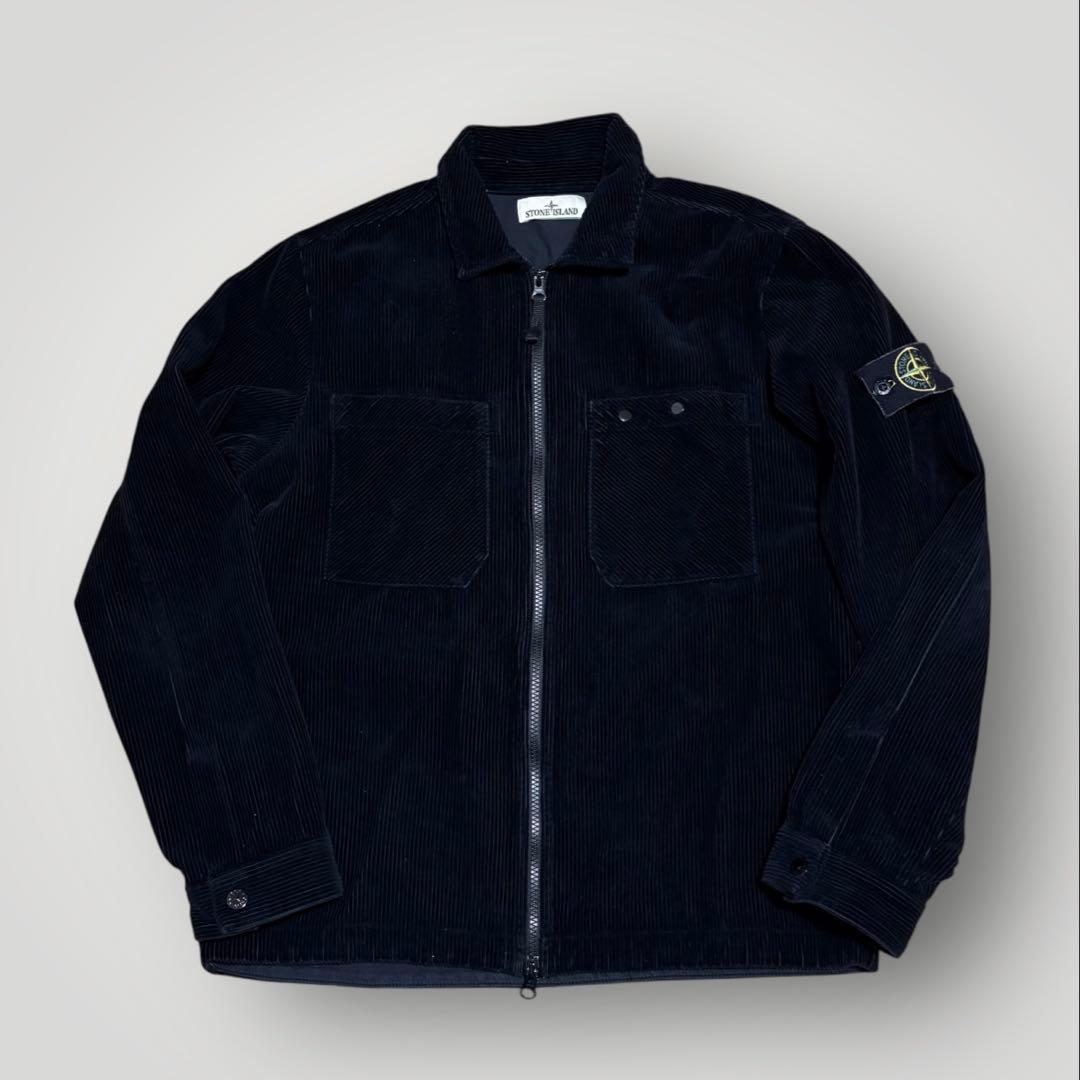 美品　STONE  ジップアップ　コーデュロイジャケット ブラック