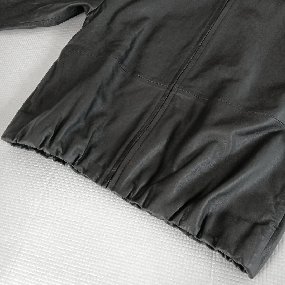 美品◆BEARDSLEY ビアズリー ノーカラー　ラムレザージャケット ブラック