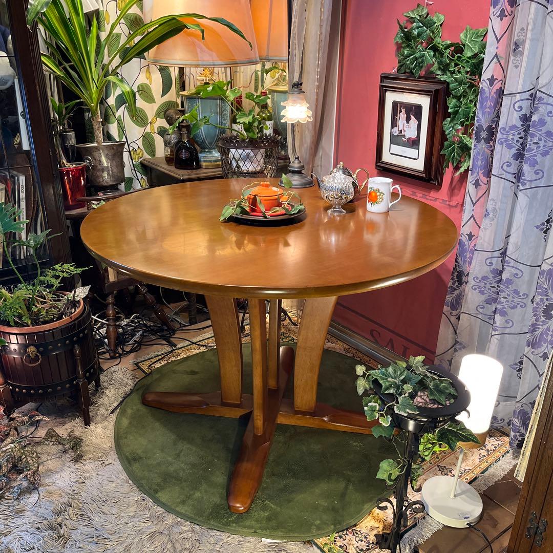 sale ラウンドテーブル　1０５　丸テーブル　無垢材仕上げ　デザインレッグ