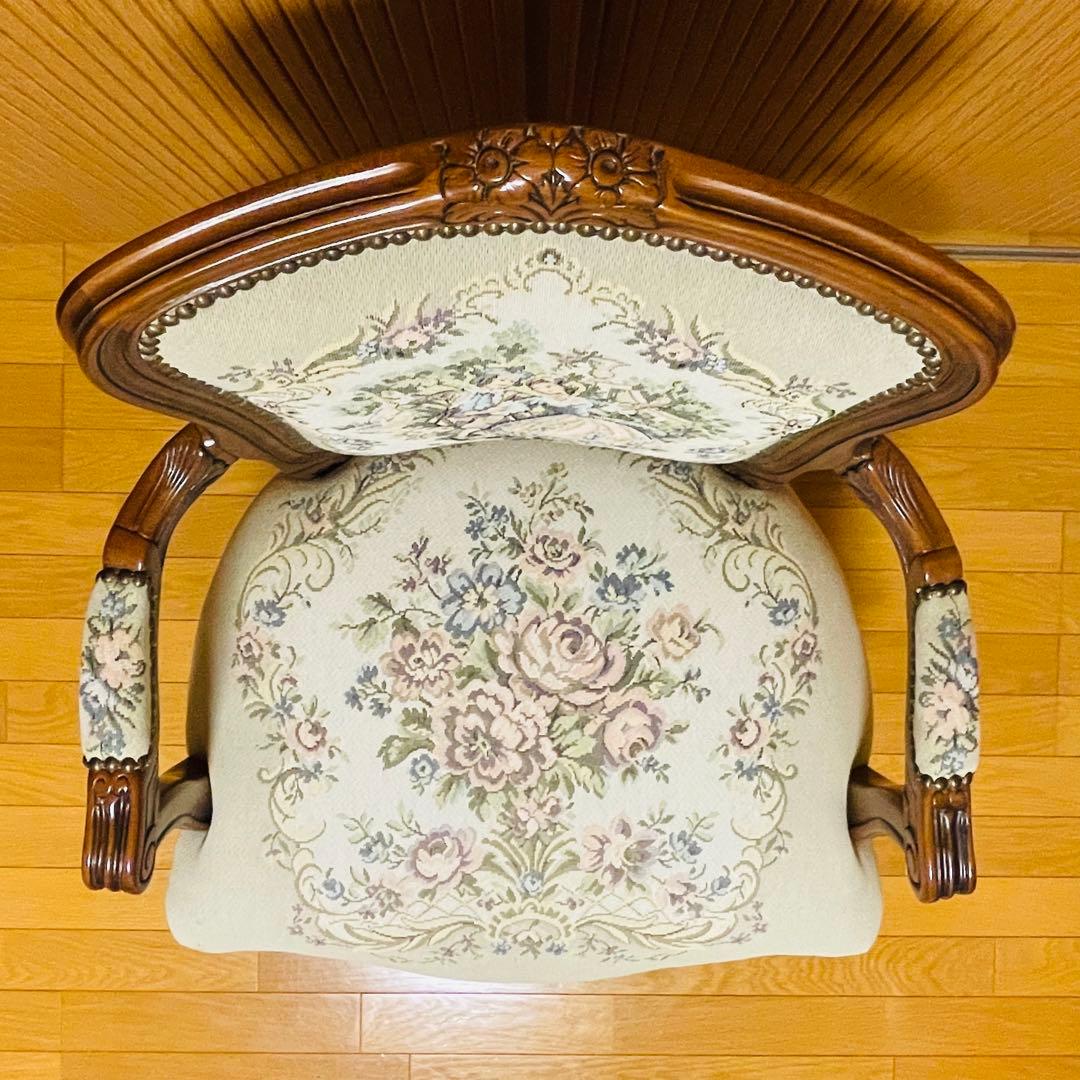 【美品】仏フランス アンティーク家具 プチポワン アームチェア ゴブラン織り