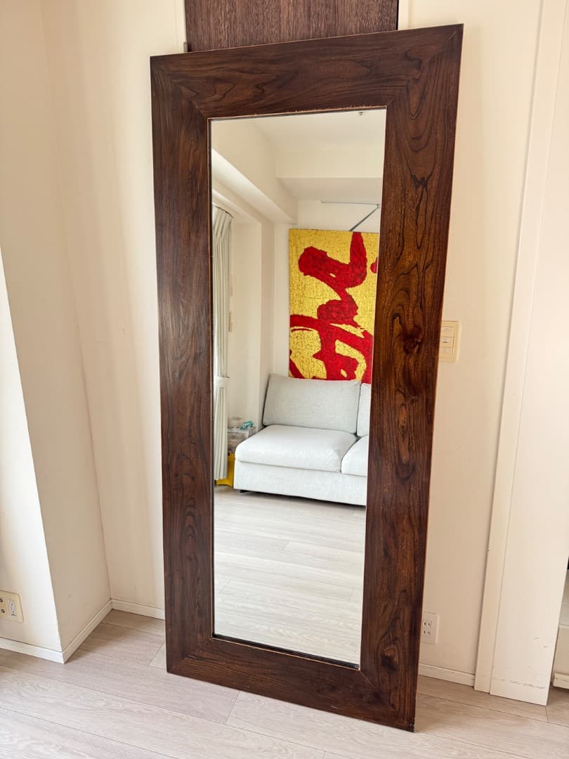 ダークブラウン木製フレーム姿見