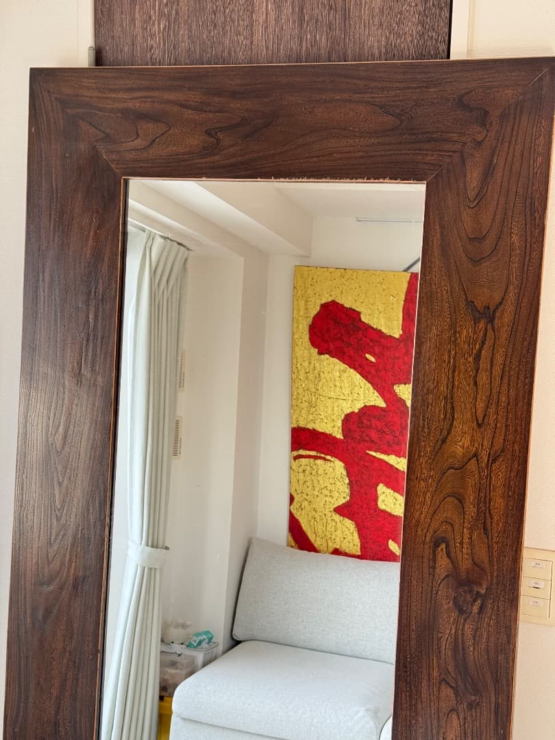 ダークブラウン木製フレーム姿見