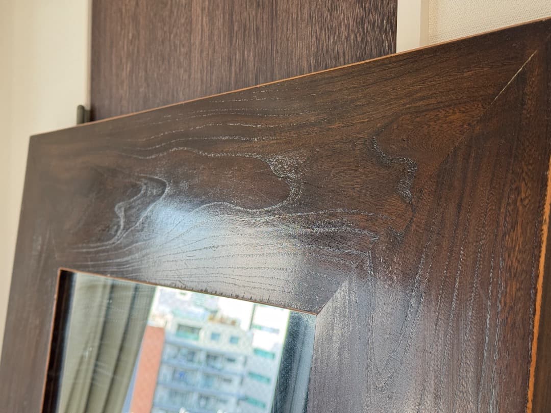 ダークブラウン木製フレーム姿見