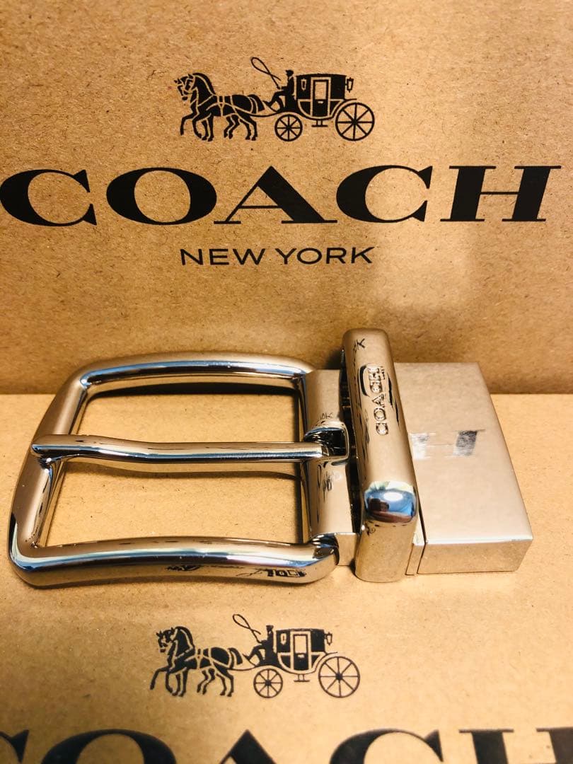 1/19日限定COACHコーチ新品正規品リバーシブルレザーベルト回転バックル2個