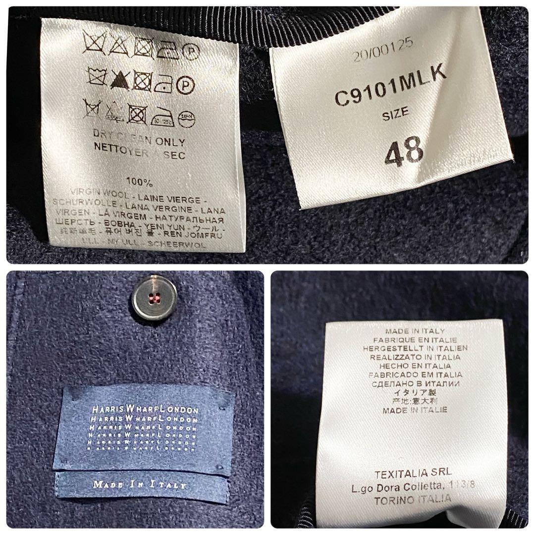 T18382 美品 ハリスワーフロンドン リバーチェスターコート ネイビー 48