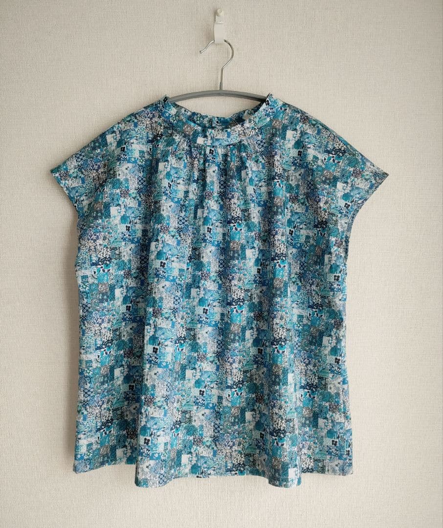 新品 ポンデシャロン sosotto リバティスタンドカラー フレンチブラウス