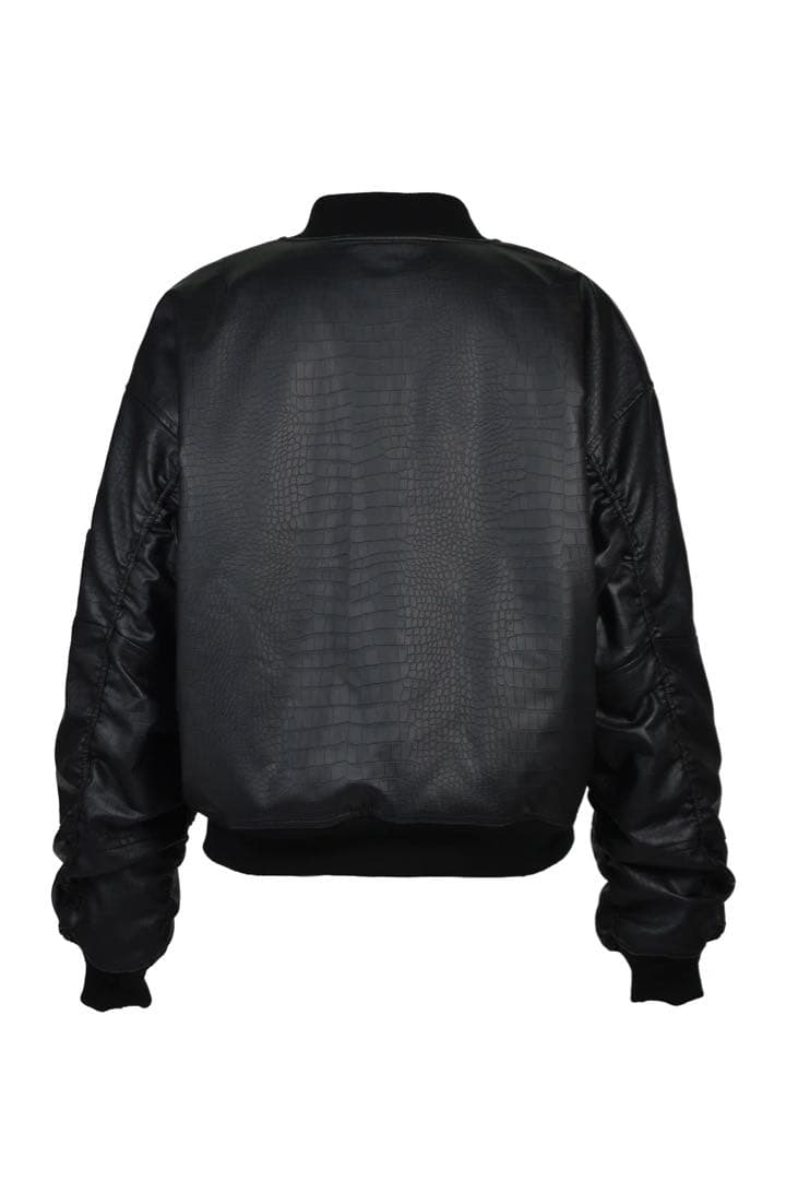 ジャケット・アウター BREATH FAUX CROCODILE BOMBER JACKET BLK