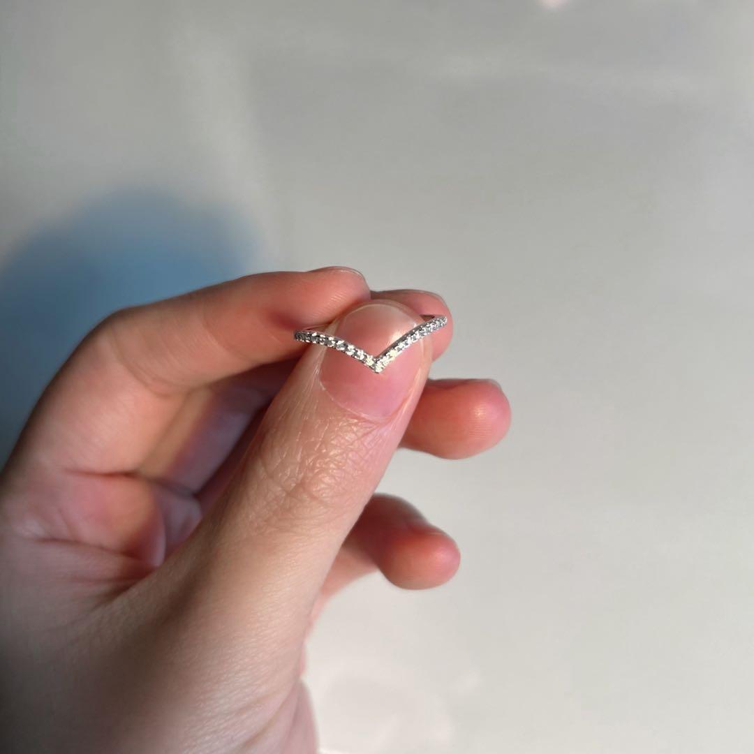 刻印あり　遺品整理　アンティーク　ヴィンテージ　V字リング　ダイヤモンド