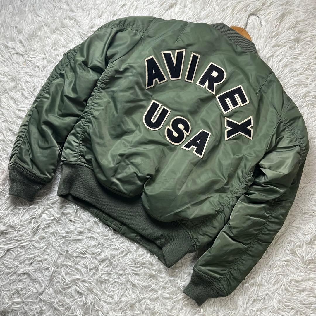 【美品】AVIREX アヴィレックス MA-1 USA バッグロゴ メンズ L