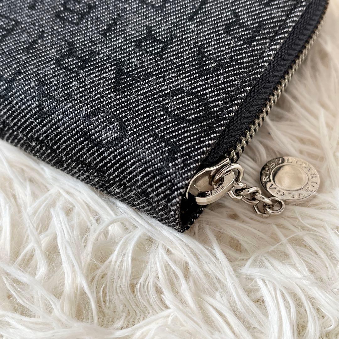 BVLGARI ブルガリ　ロゴマニア ラウンドファスナー　長財布　ブラック　黒