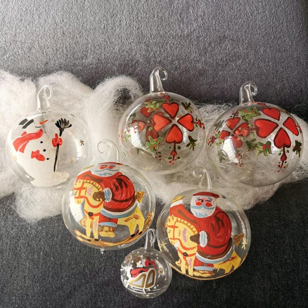 クリスマス　オーナメント ガラス　ガラスオーナメント　手描き　外国製　輸入　雑貨