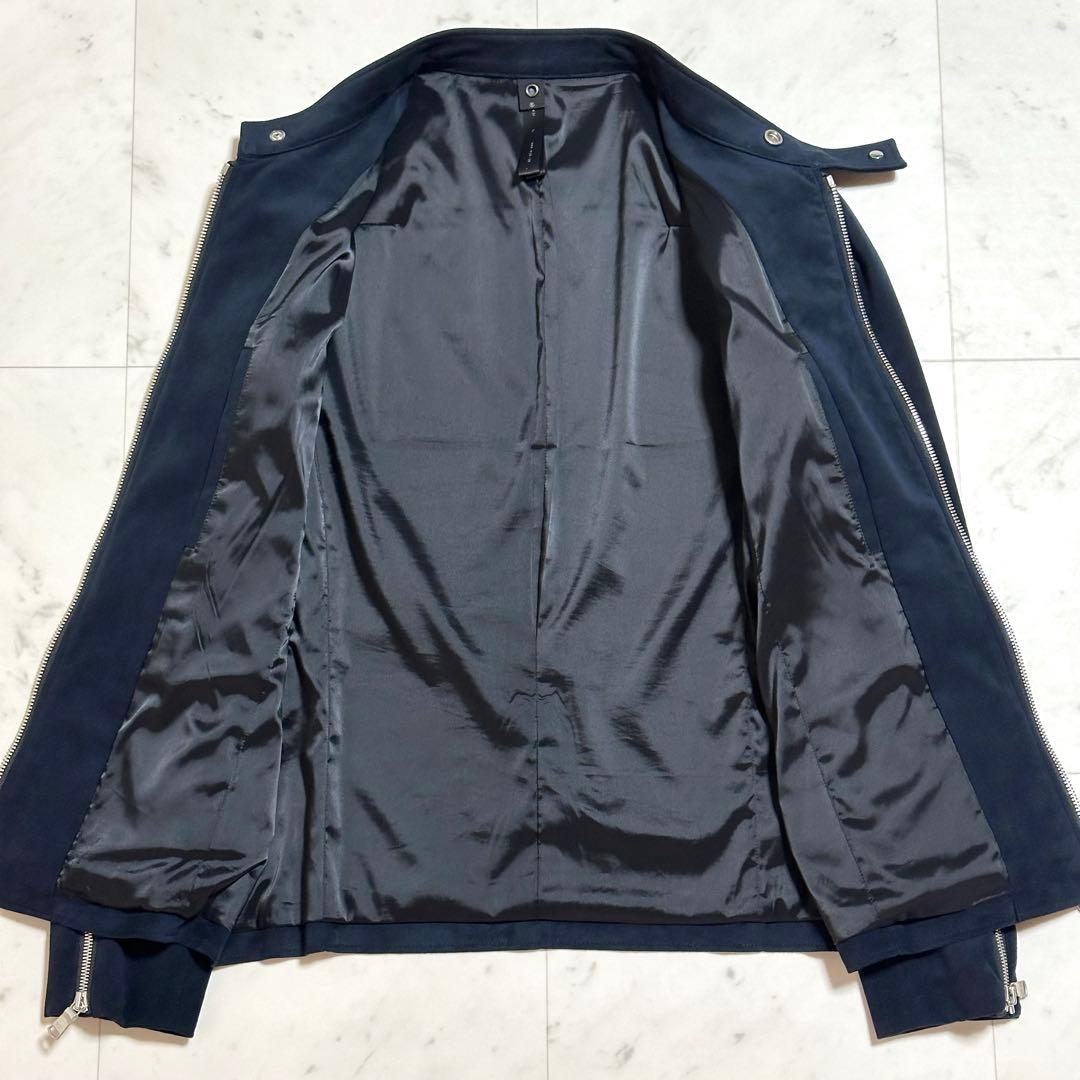 美品 wjk シングルライダースジャケット スエード ネイビー L