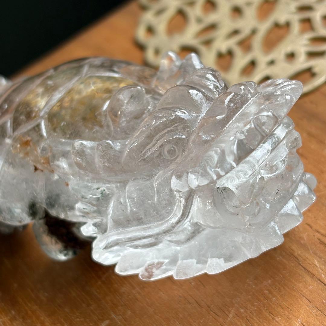 ブラジル産のガーデンクォーツ 龍亀（ロングイ）置物156g