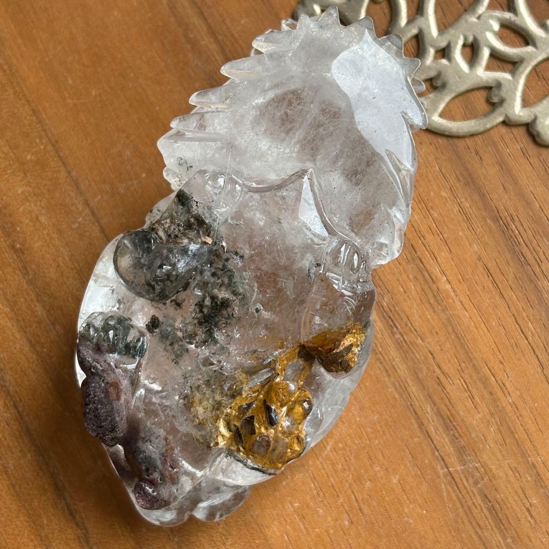 ブラジル産のガーデンクォーツ 龍亀（ロングイ）置物156g