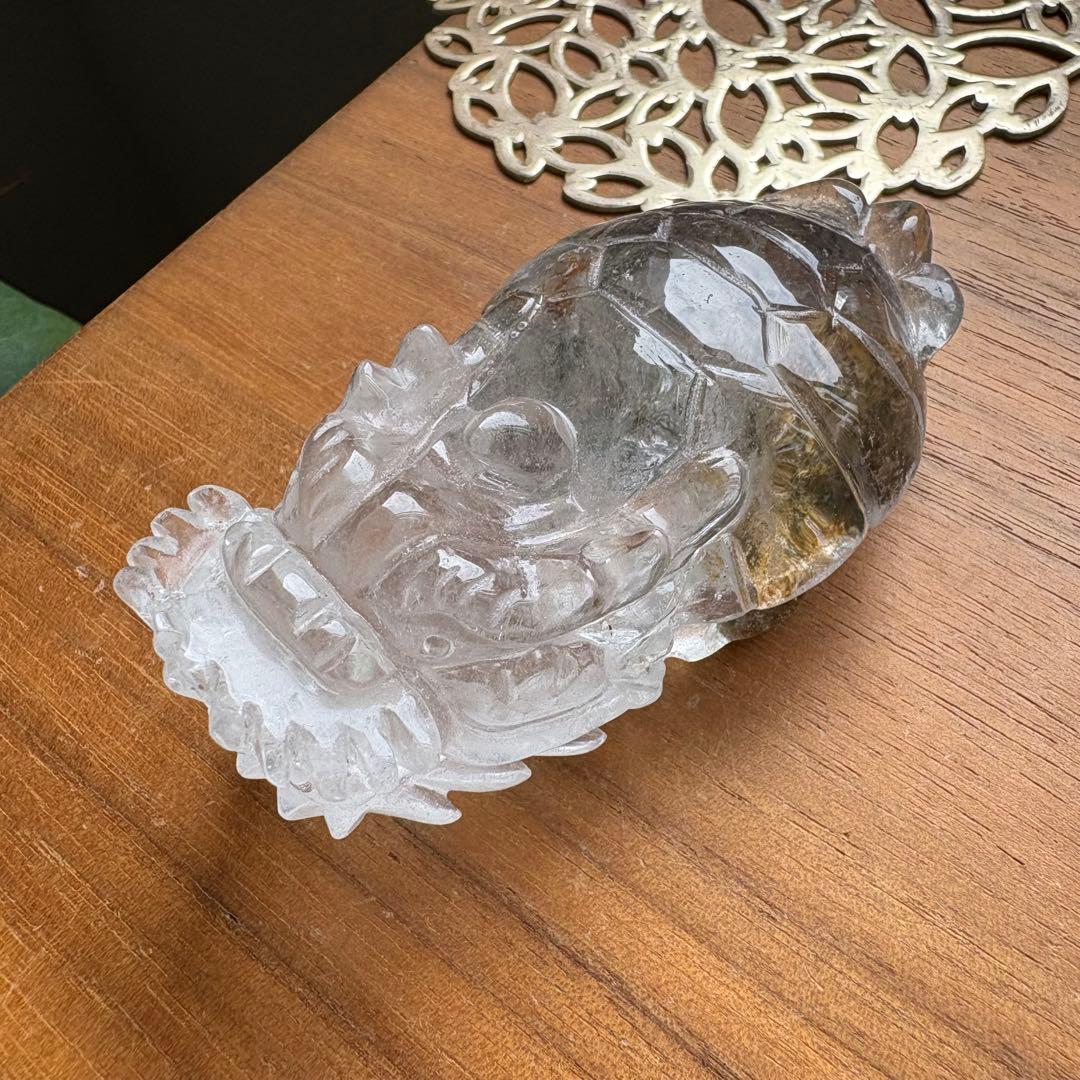 ブラジル産のガーデンクォーツ 龍亀（ロングイ）置物156g