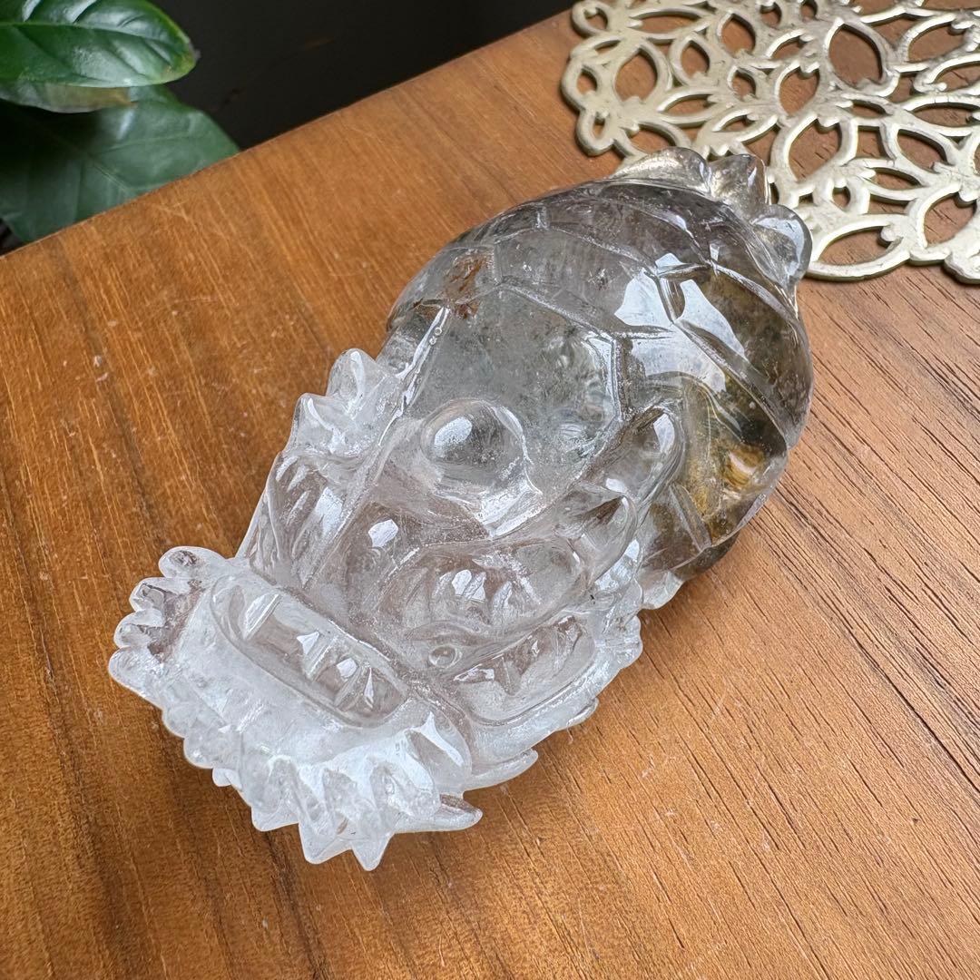 ブラジル産のガーデンクォーツ 龍亀（ロングイ）置物156g