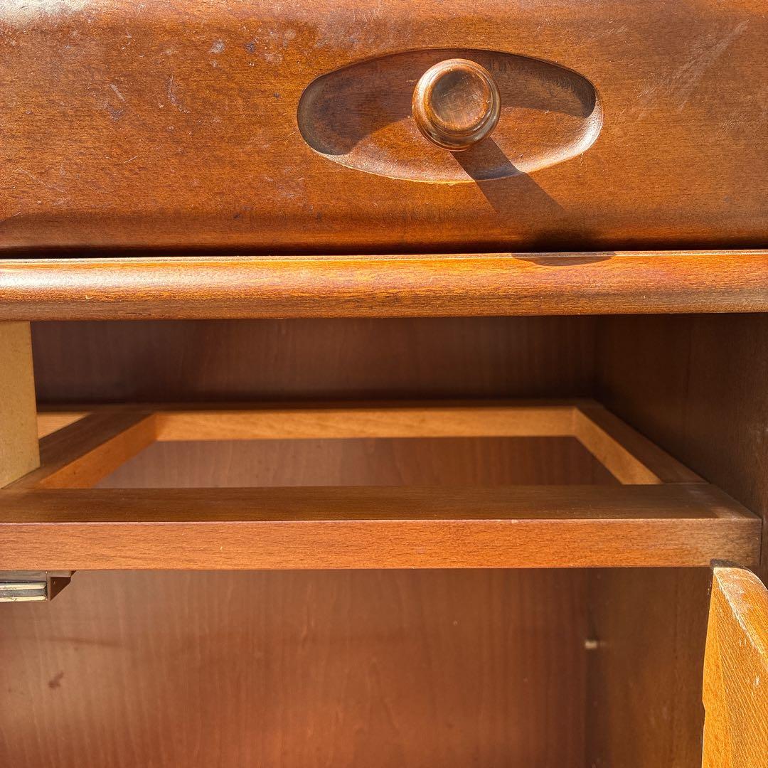 カリモク 木製 電話台 昭和レトロ オールド コロニアル 希少 ラック 天然木