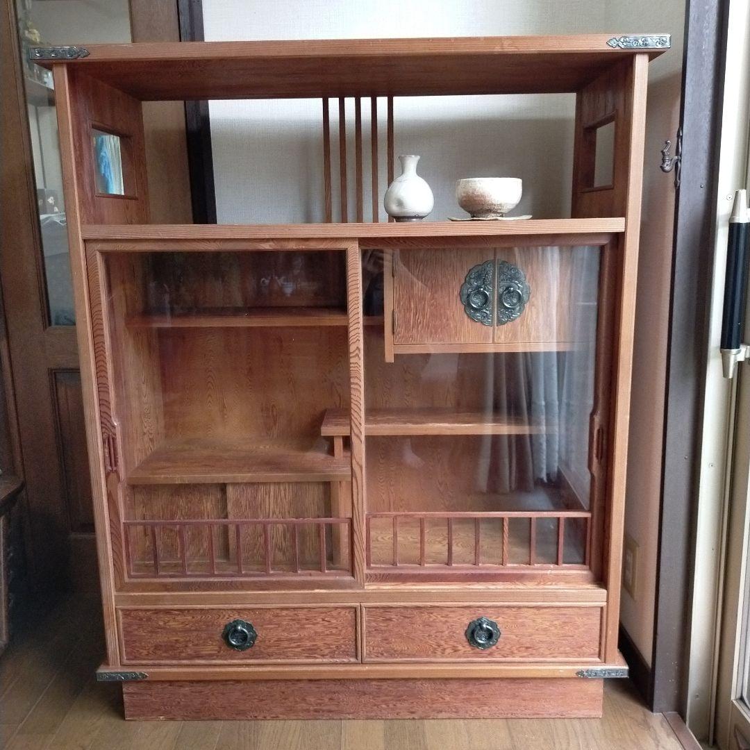 世界遺産屋久杉　極上　茶箪笥　茶棚　飾り棚　違い棚　収納棚　和家具