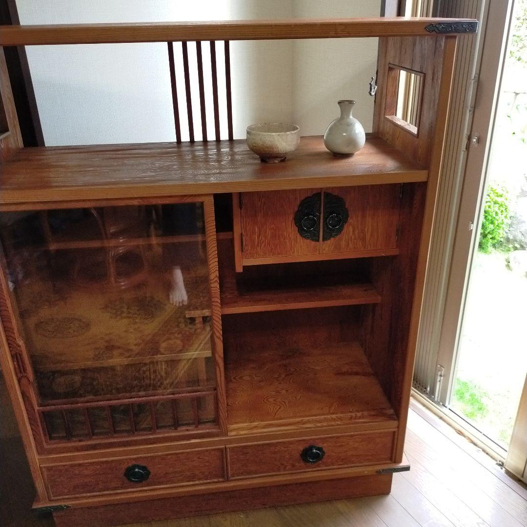 世界遺産屋久杉　極上　茶箪笥　茶棚　飾り棚　違い棚　収納棚　和家具