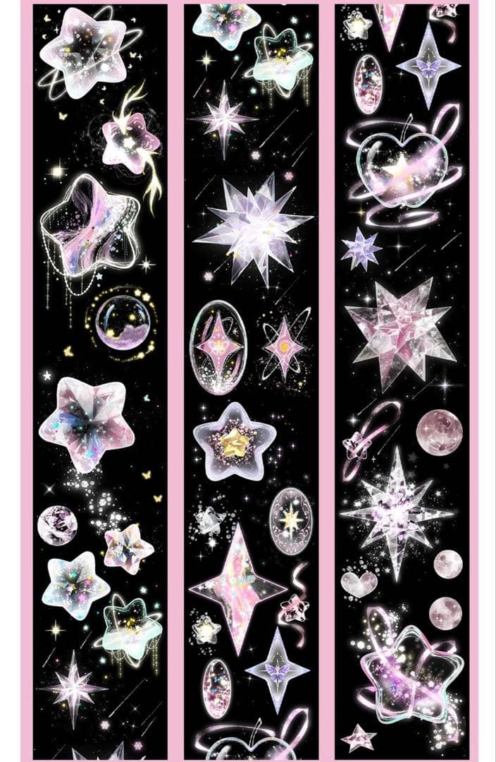 【9461】海外　マステ　3/5/巻　貝殻光マスキングテープ　惑星　ピンク装飾系