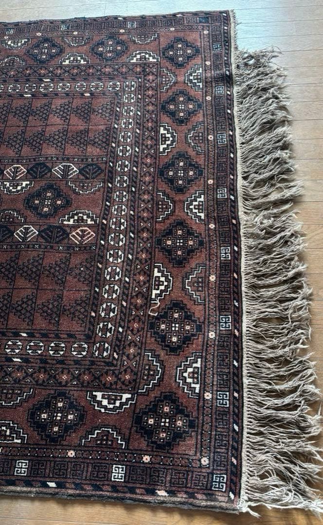 【ダメージ多め格安】パキスタン絨毯　トルクメン　手織り　ペルシャ