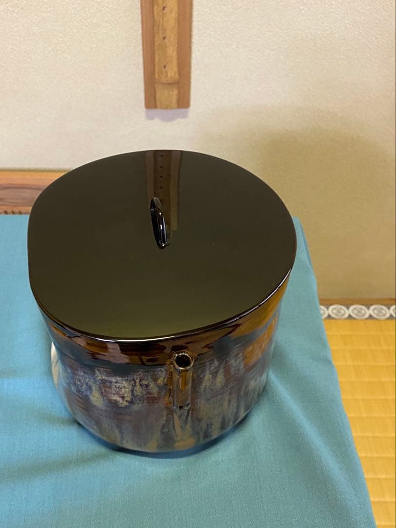 ⭐️本日限定⭐️茶道具/水指 高取耳付水指 十四代 亀井味楽 共箱 塗蓋